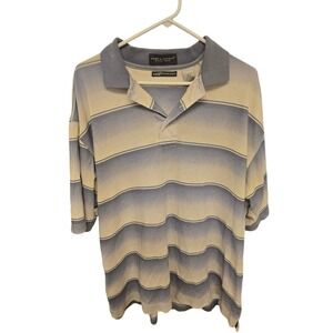 Page & Tuttle H2O Polo Shirt Mens XL Blue Cream Striped Moisture Wicking Golf
